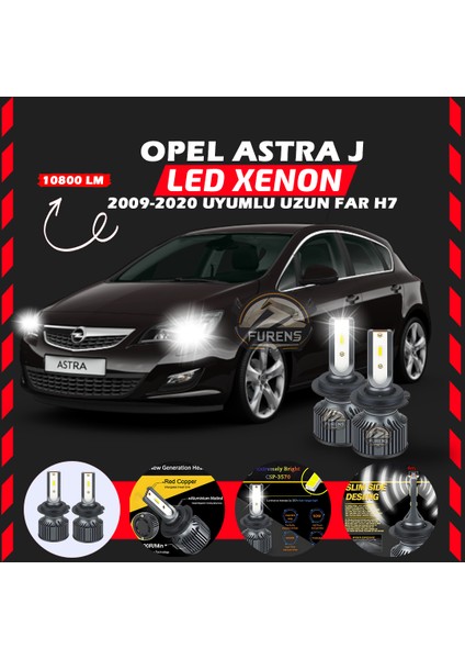 Opel Astra J 2009-2020 Uzun Far Uyumlu Şimşek Etkili LED Xenon Premium Series H7