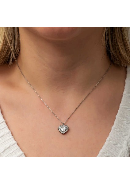 Gümüş Zirkon Taşlı Kalp Kadın Kolye fırsatları