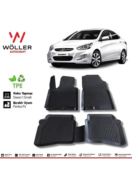 Hyundai Accent Blue Paspas 2011 Sonrası 3D Havuzlu Wöller Paspas