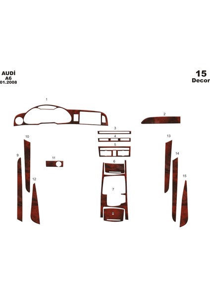 Audi A6 2008 Konsol-Maun Kaplama 16 Parça