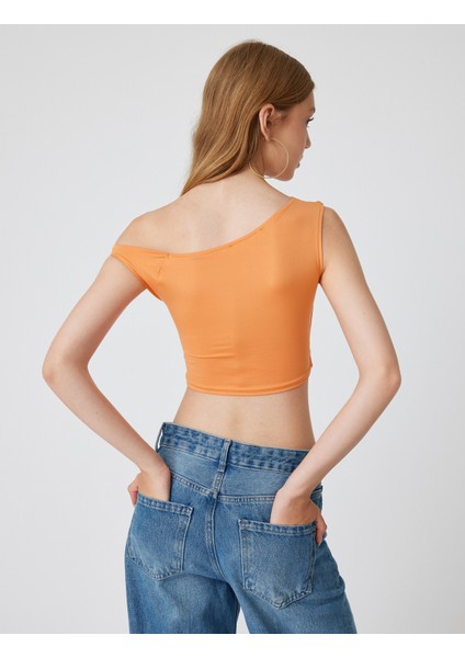 Kayık Yaka Crop Üst Kolsuz Slim Fit