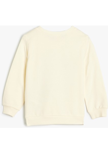 Sweatshirt Uzun Kollu Bisiklet Yaka Baskı Detaylı Şardonlu Pamuklu fiyatları