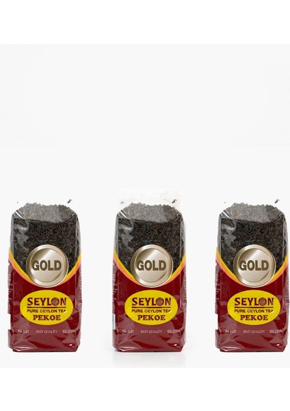 500 gr Seylon Pekoe Gold 100% Saf Ceylon Tea 3 Adet İthal Seylan Sri Lanka Kaçak Siyah Yaprak Çayı.