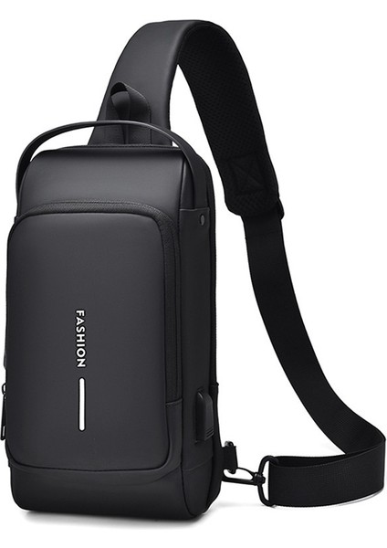 Trendy Erkek Crossbody Çanta Su Geçirmez Spor Şarjlı Büyük Kapasiteli Omuz Çantası (Yurt Dışından)