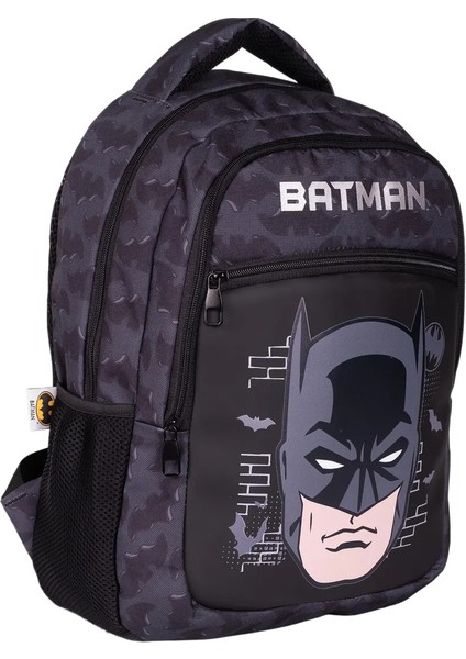 Batman Büyük Boy 3 Bölmeli Cepli Çocuk Okul Sırt Çantası Siyah