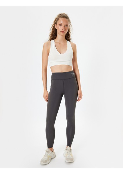 Spor Tayt Yüksek Bel Slogan Baskılı Skinny Fit fiyatları