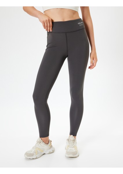 Spor Tayt Yüksek Bel Slogan Baskılı Skinny Fit modelleri