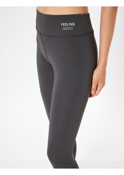 Spor Tayt Yüksek Bel Slogan Baskılı Skinny Fit indirimleri