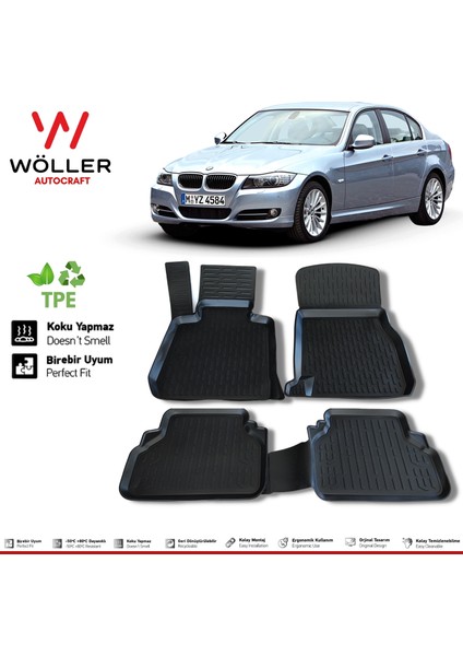 Bmw 3 Serisi E90 Paspas 2005 2013 Arası 3D Havuzlu Wöller Paspas