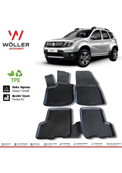 Dacia Duster Paspas 4x2 2010 Sonrası 3D Havuzlu Wöller Paspas