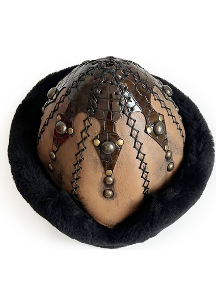 Ertuğrul Gazi Şapka Deri Düğme Zımbalı Börk Hardal Kahve fırsatları