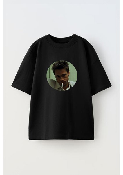 Tyler Durden Pp Tasarım Baskılı Pamuk Sıyah Oversize T-Shirt