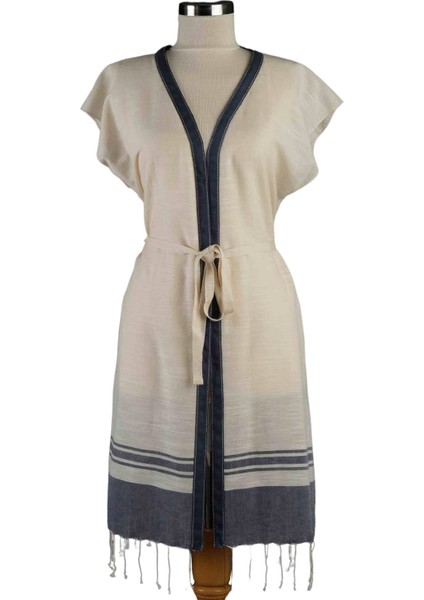 Navy Mavi Plajj Elbisesi Kimono