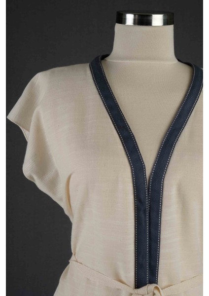 Navy Mavi Plajj Elbisesi Kimono