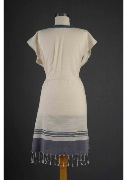 Navy Mavi Plajj Elbisesi Kimono