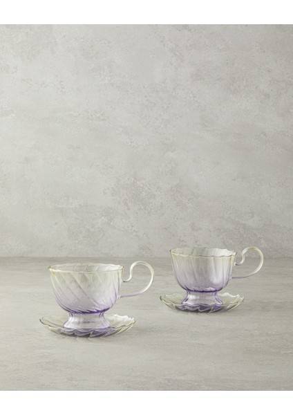 Flow Borosilkat Fincan Takımı Yeşil-Pembe