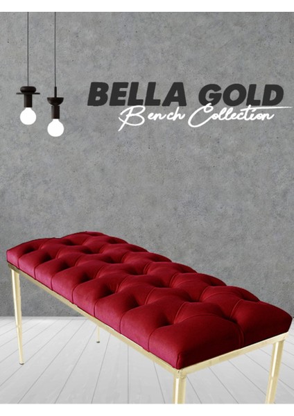 BELLA Gold Bench Kapitoneli Chester Model Puf