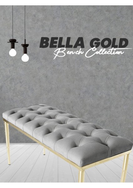 BELLA Gold Bench Kapitoneli Chester Model Puf