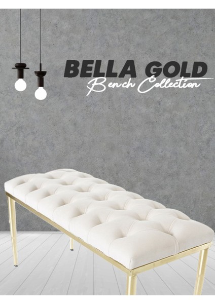 Gazzini Furniture BELLA Gold Bench Kapitoneli Chester Model Puf