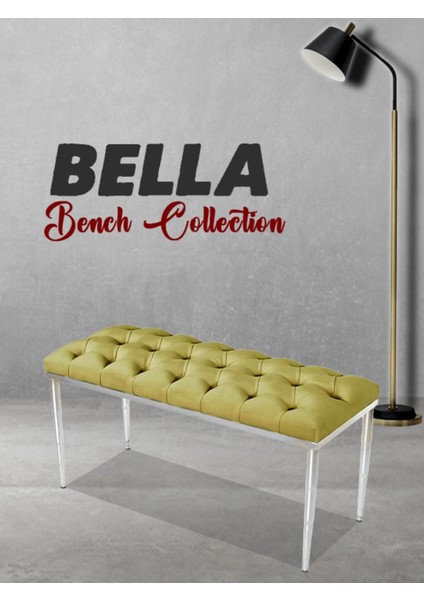 BELLA Silver Bench Kapitoneli Chester Model Puf