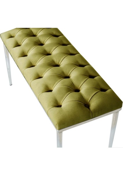 BELLA Silver Bench Kapitoneli Chester Model Puf