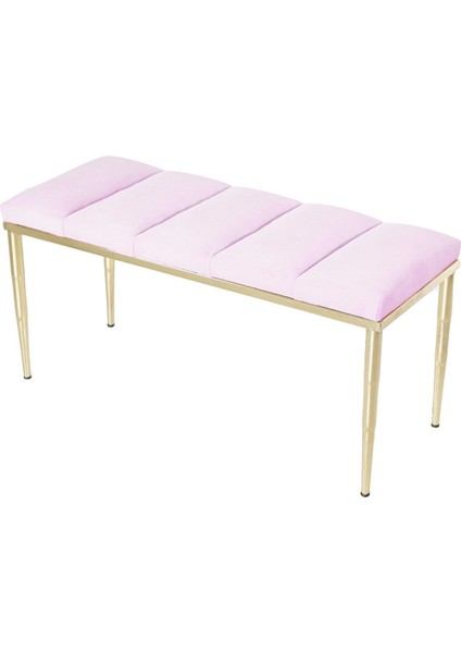 Gazzini Furniture Vesta Gold Puf Dilimli Model Metal Ayaklı Bench