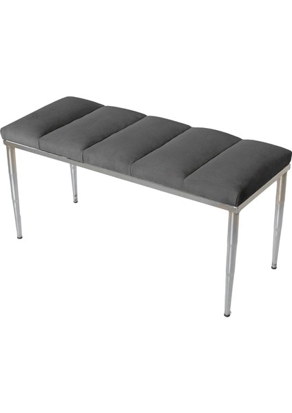 Gazzini Furniture Vesta Silver Puf Dilimli Model Metal Ayaklı Bench