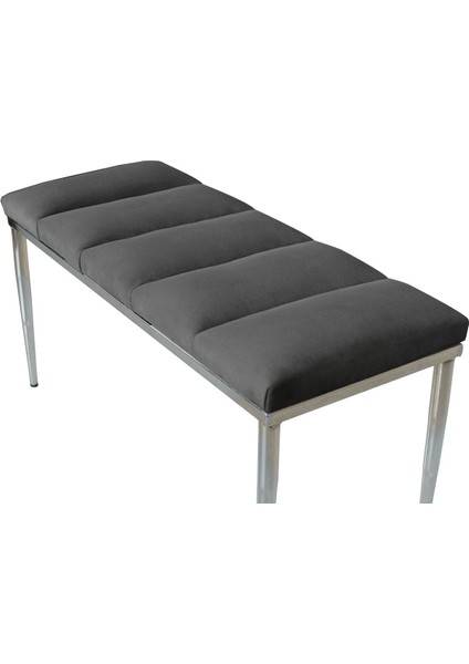 Gazzini Furniture Vesta Silver Puf Dilimli Model Metal Ayaklı Bench