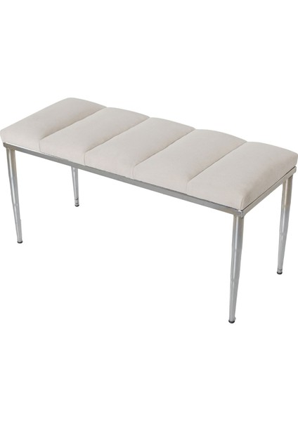 Gazzini Furniture Vesta Silver Puf Dilimli Model Metal Ayaklı Bench