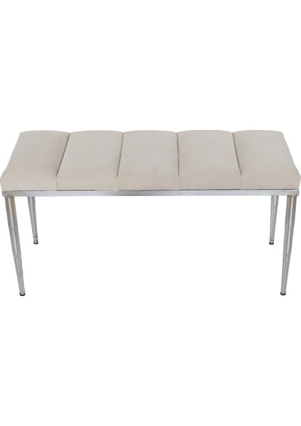 Gazzini Furniture Vesta Silver Puf Dilimli Model Metal Ayaklı Bench