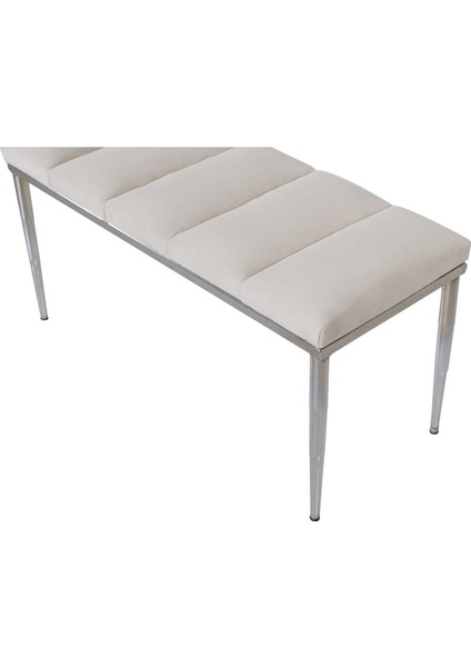 Gazzini Furniture Vesta Silver Puf Dilimli Model Metal Ayaklı Bench