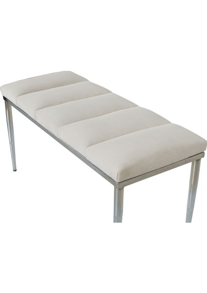 Gazzini Furniture Vesta Silver Puf Dilimli Model Metal Ayaklı Bench