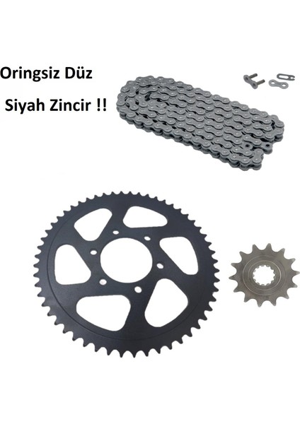Aras Moto Cf Moto Nk 400 Zincir Dişli Seti Oringsiz Düz Siyah Renk Zincir - Arasmoto