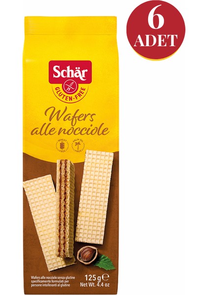 Wafers Alla Nocciole Glutensiz Fındıklı Gofret 125 gr (6 ADET)