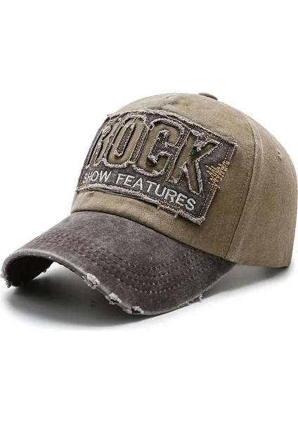 Rock Eskitme Trucker Şapka  Metal Tokalı Ayarlanabilir Vintage Kahve