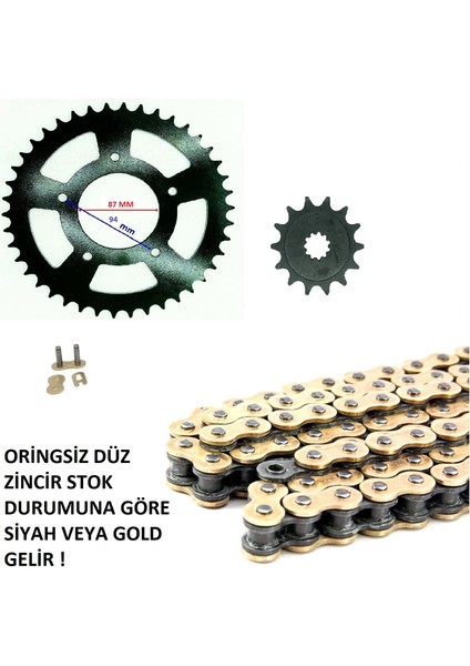 Suzuki Gw 250 ,inazuma 250 Zincir Dişli Seti Oringsiz Düz Zincirli (520-120 Bakla )-Arasmoto