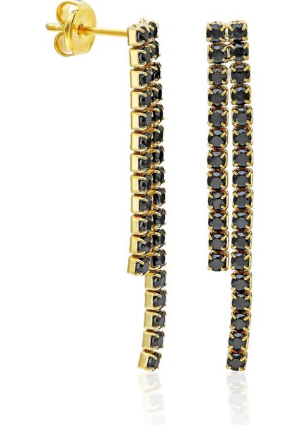 Siyah Taşlı Su Yolu Küpeleri