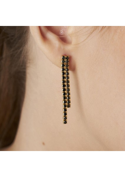 Siyah Taşlı Su Yolu Küpeleri modelleri