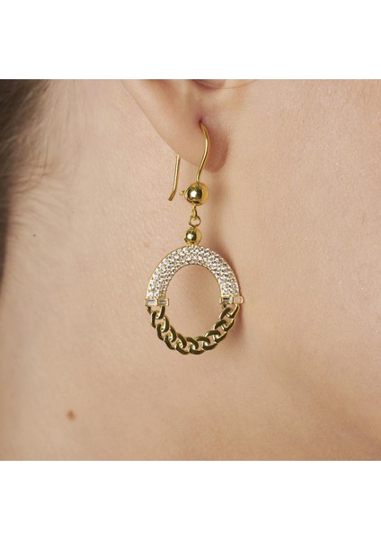 Zirkon Taşlı Oval Şık Tasarım Küpeler modelleri