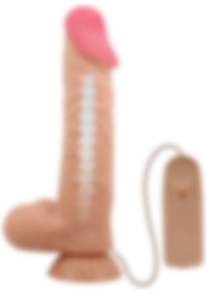 Hızlı Express Titreşimli 24 cm Kayan Cilt Serisi Kıkırdaklı Penis Damarlı Dildo