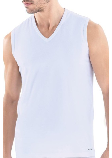 Loose Fit 2'li V Yaka Beyaz Sıfır Kol Atlet C7T2N2O9