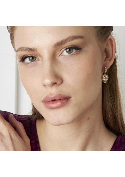 Baget Taşlı Büyük Kalp Küpe indirimleri