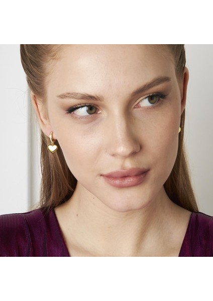 Düz Taşlı Kalp Küpe indirimleri