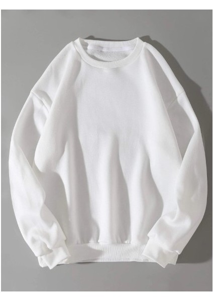 Basic Oversize Bisiklet Yaka Unisex Sweatshirt