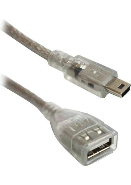 USB 5 PİN ERKEK-USB MAVİ ŞEFFAF 40 CM DİŞİ IPOD KABLOSU