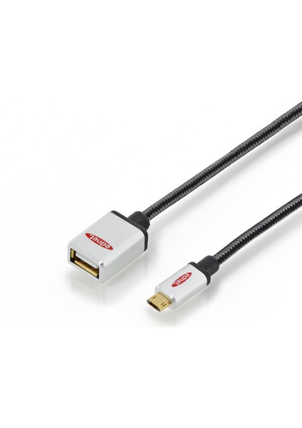 Premium Micro USB 2.0 Adaptör Kablosu, USB A Dişi Micro USB B Erkek, On-The-Go (Otg), 180 Derece Ters Yüz Çevirerek Takılabilir, 0.30 Metre