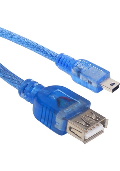 USB 5 PIN ERKEK-USB DİŞİ 1 METRE MAVİ KABLO