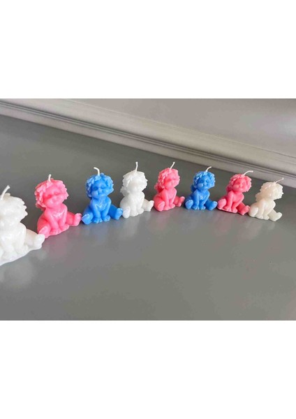 Iv Candles Babyshower 25 Adet Bebek Mavisi Melek Angel Mum