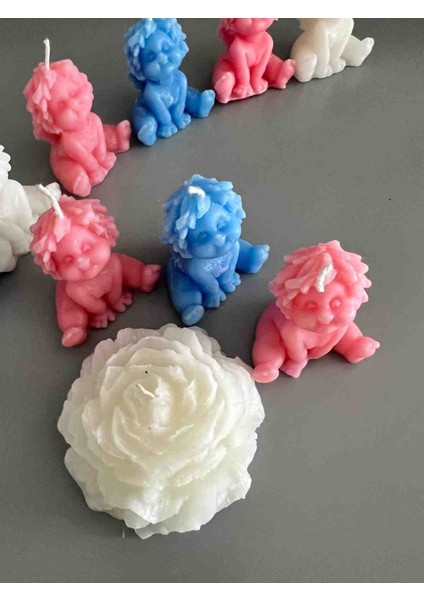 Iv Candles Babyshower 25 Adet Bebek Mavisi Melek Angel Mum