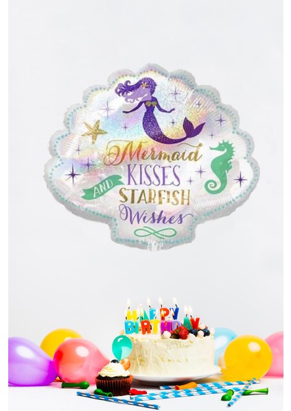 Deniz Kızı Konsept Istiridye Şekilli Folyo Balon 66X72CM